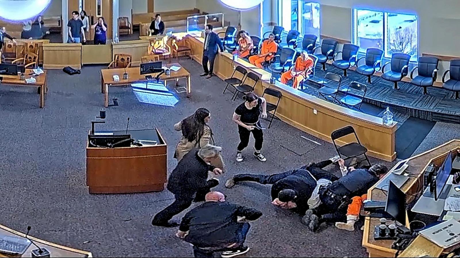 New Mexico courtroom devolves into brawl as three people rush defendant in homicide case