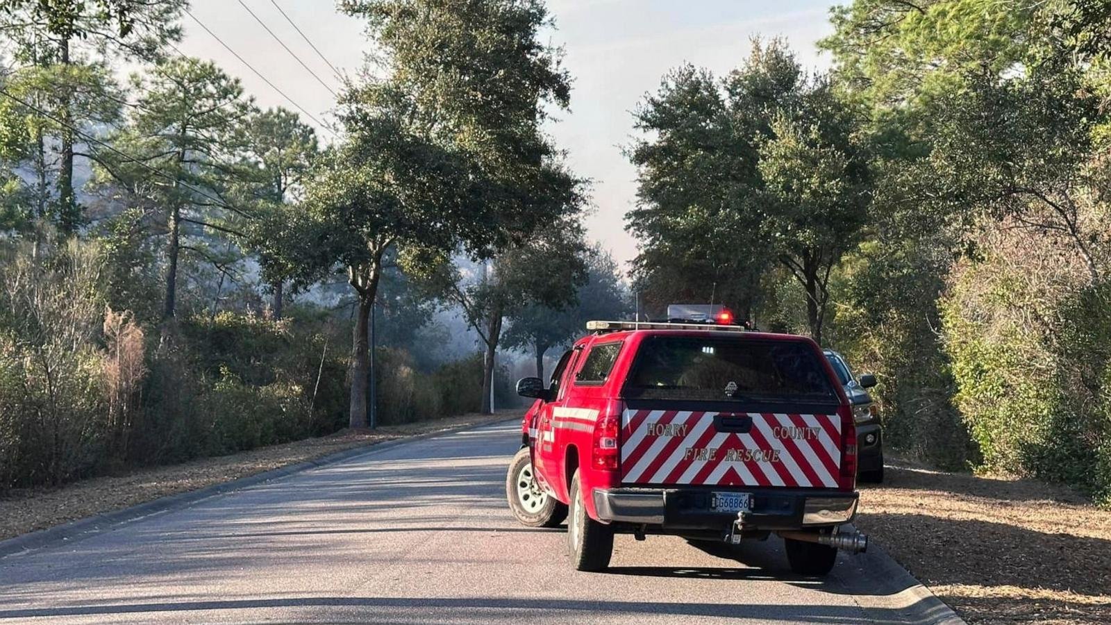 Crews battle wildfires in North and South Carolina amid dry conditions and gusty winds